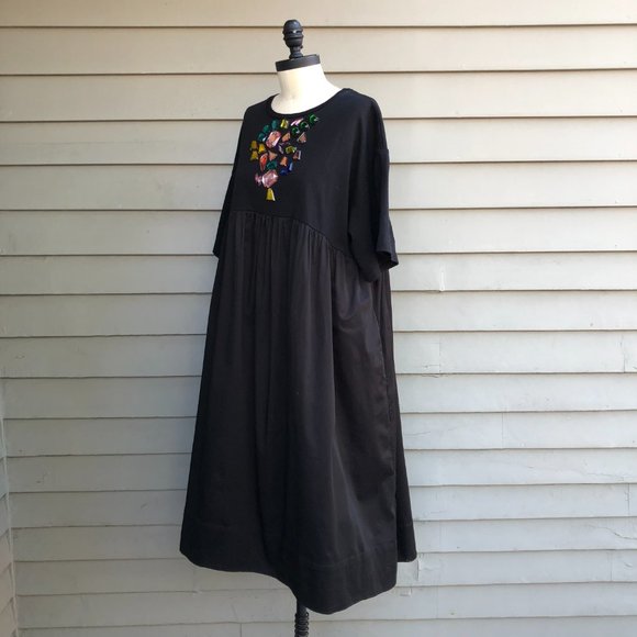 New Cynthia Rowley Jeweled Gemstone Gem Stone Hi Low Black T-Shirt Tee Dress - Picture 14 of 16